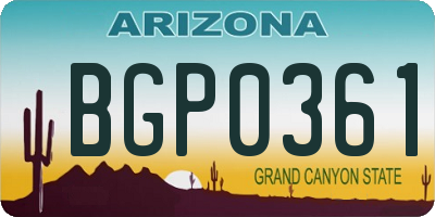 AZ license plate BGP0361