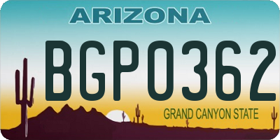 AZ license plate BGP0362