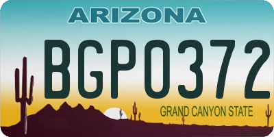 AZ license plate BGP0372