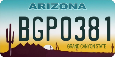 AZ license plate BGP0381