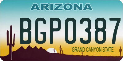 AZ license plate BGP0387