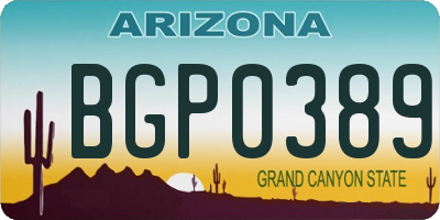 AZ license plate BGP0389