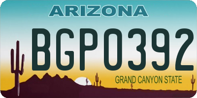 AZ license plate BGP0392