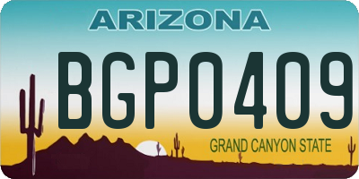 AZ license plate BGP0409