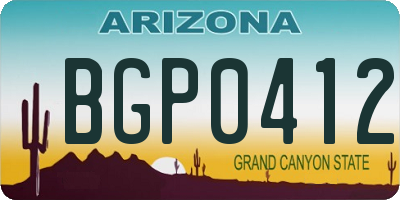 AZ license plate BGP0412