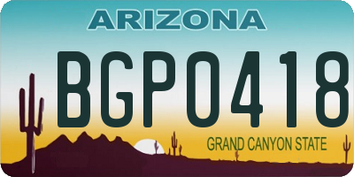 AZ license plate BGP0418