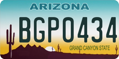 AZ license plate BGP0434