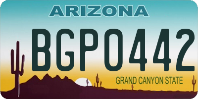 AZ license plate BGP0442