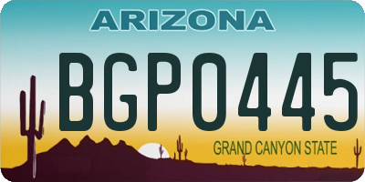 AZ license plate BGP0445