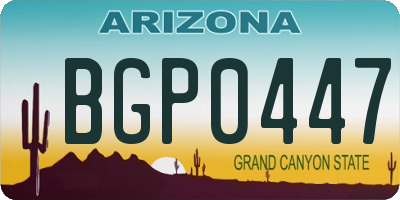 AZ license plate BGP0447