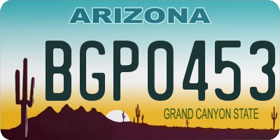 AZ license plate BGP0453