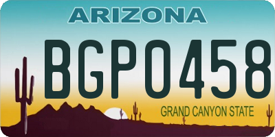 AZ license plate BGP0458