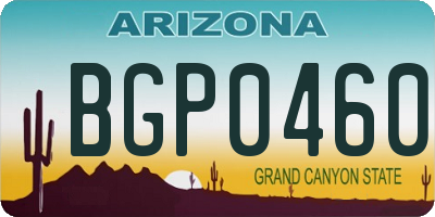 AZ license plate BGP0460