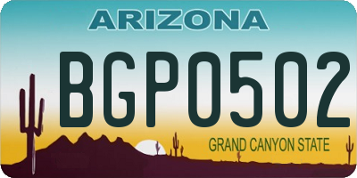 AZ license plate BGP0502