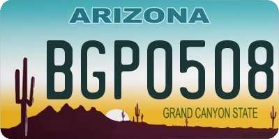 AZ license plate BGP0508