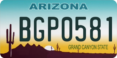 AZ license plate BGP0581