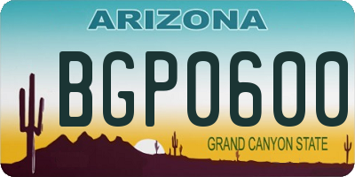 AZ license plate BGP0600