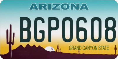 AZ license plate BGP0608