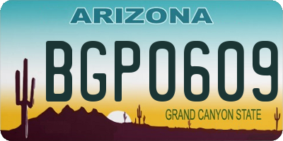 AZ license plate BGP0609