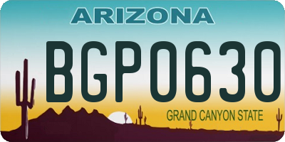 AZ license plate BGP0630
