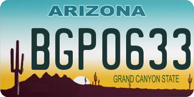 AZ license plate BGP0633