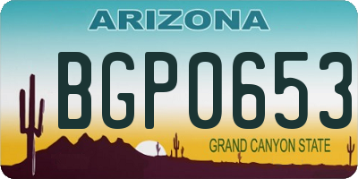 AZ license plate BGP0653