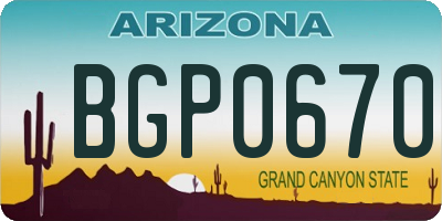 AZ license plate BGP0670