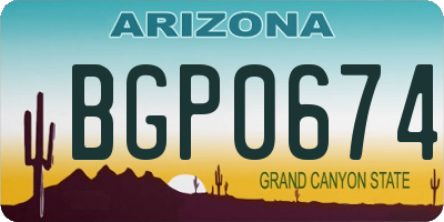 AZ license plate BGP0674