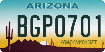 AZ license plate BGP0701