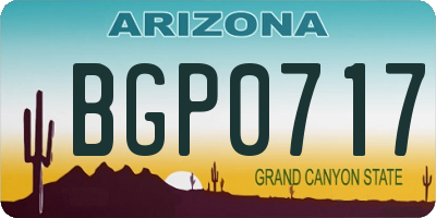 AZ license plate BGP0717