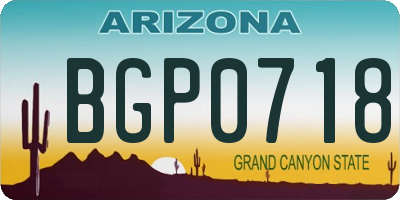 AZ license plate BGP0718