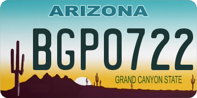 AZ license plate BGP0722
