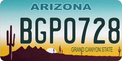 AZ license plate BGP0728