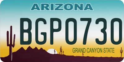 AZ license plate BGP0730