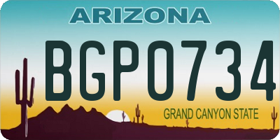 AZ license plate BGP0734