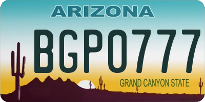 AZ license plate BGP0777