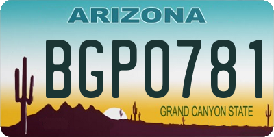 AZ license plate BGP0781