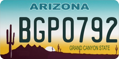 AZ license plate BGP0792