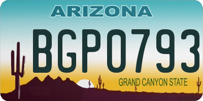 AZ license plate BGP0793