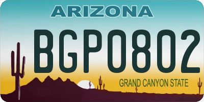 AZ license plate BGP0802