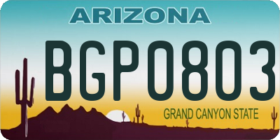 AZ license plate BGP0803