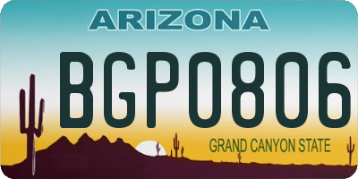 AZ license plate BGP0806