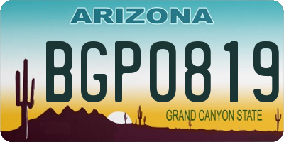 AZ license plate BGP0819