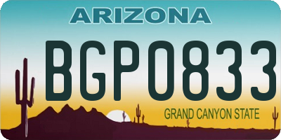 AZ license plate BGP0833