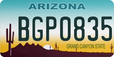 AZ license plate BGP0835