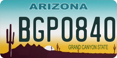 AZ license plate BGP0840