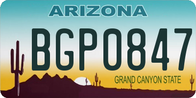 AZ license plate BGP0847