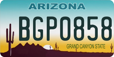 AZ license plate BGP0858