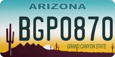 AZ license plate BGP0870
