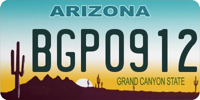 AZ license plate BGP0912